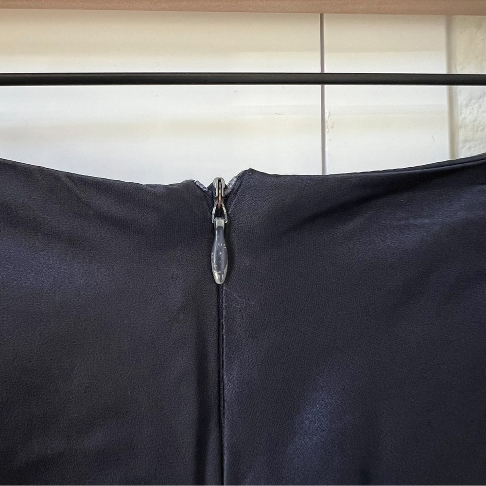 Sid Neigum Navy Gathered Satin Midi Skirt In Navy Blue — image 6 of 8